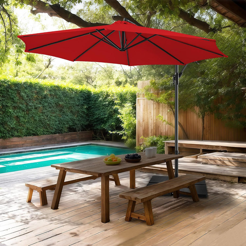 FLAME&SHADE Cantilever Patio Umbrella Outdoor, 10 FT, Red