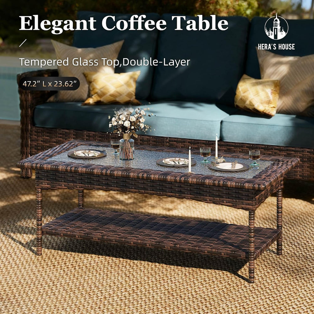 4-Piece Patio Furniture Set with High Back Chairs, Blue