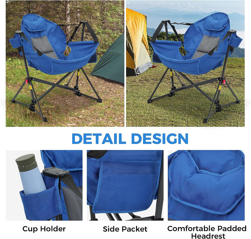 Hammock Camping Chair, Foldable Portable Rocking Chairs for Adults Outside Sw...