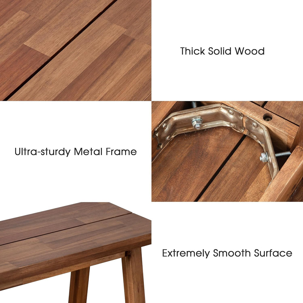 VICTORY RELAX Solid Wood Bench - Minimalist Design, Acacia Wood Construction,...