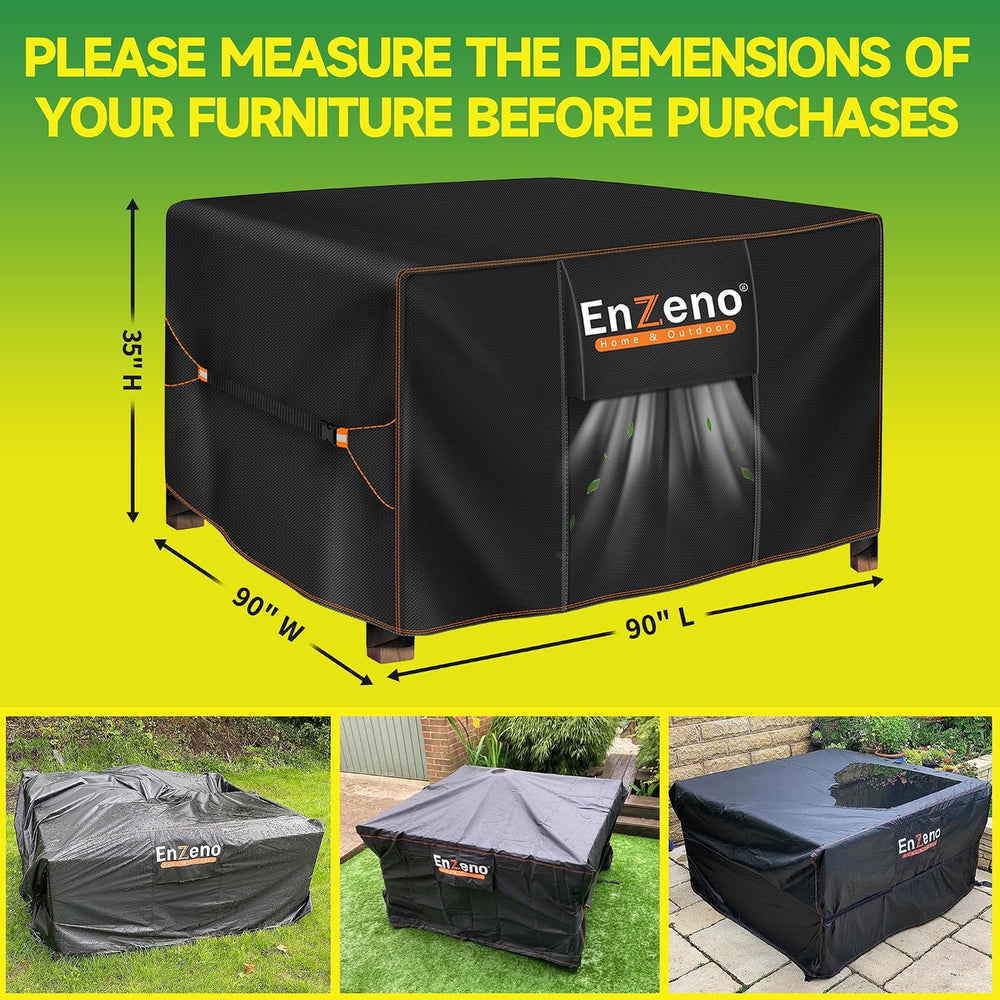 Enzeno Patio Furniture Cover Outdoor Waterproof 90" L x 90" W x 35&...
