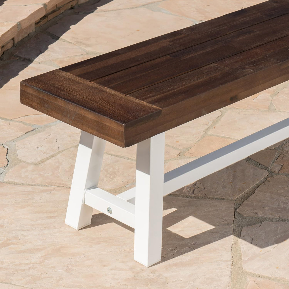 Christopher Knight Home Carlisle Outdoor Acacia Wood Dining Bench with Metal ...