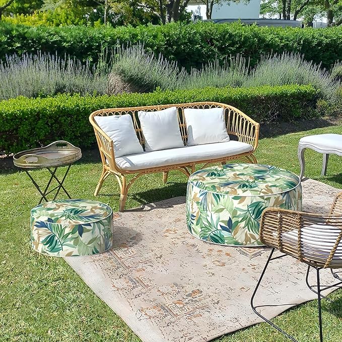 LVTXIII Inflatable Stool Ottoman Footrest with Handle, Decorative Fade-Resist...