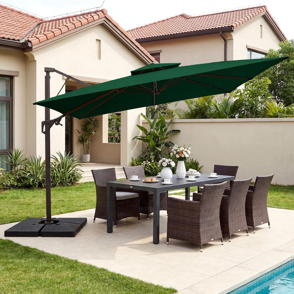 JEAREY 10x10 ft 2-Tier Cantilever Patio Umbrella, Outdoor Offset Umbrella
