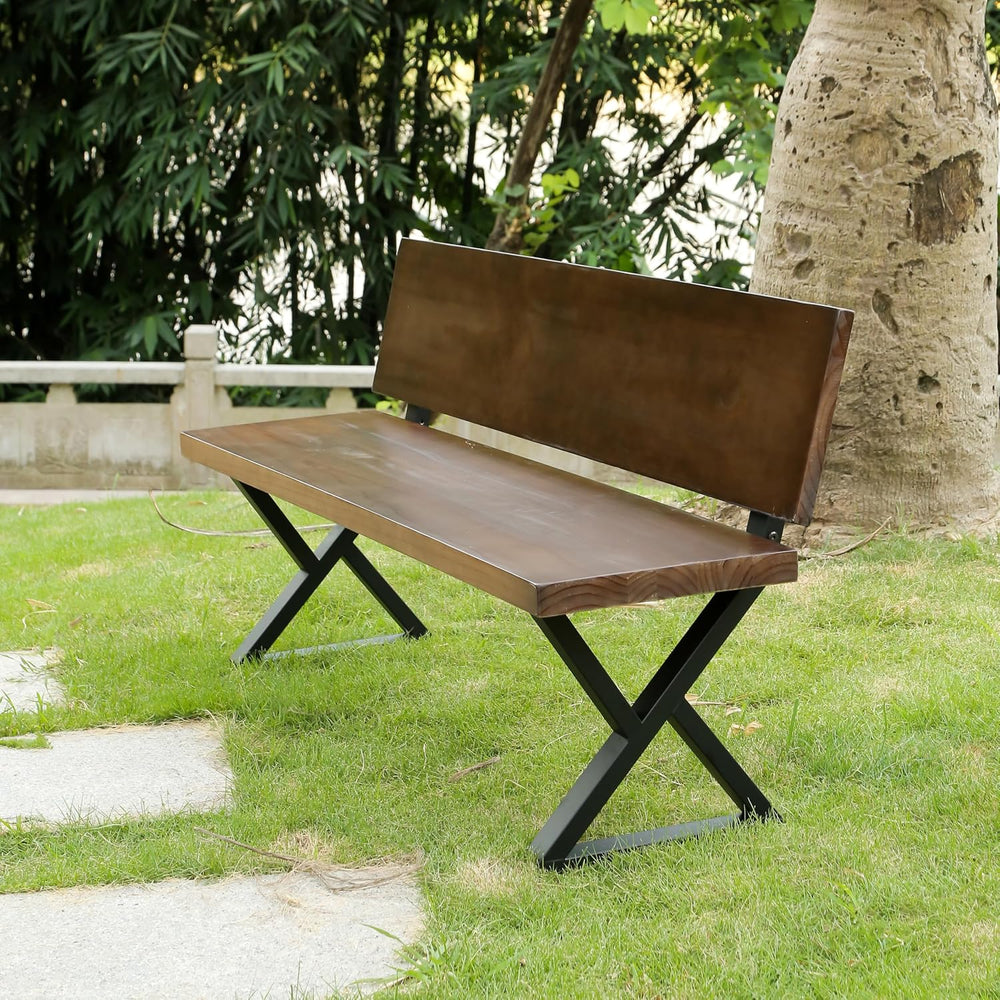 16" Triangle Bench Legs with Backrest Bracket, Set of 2