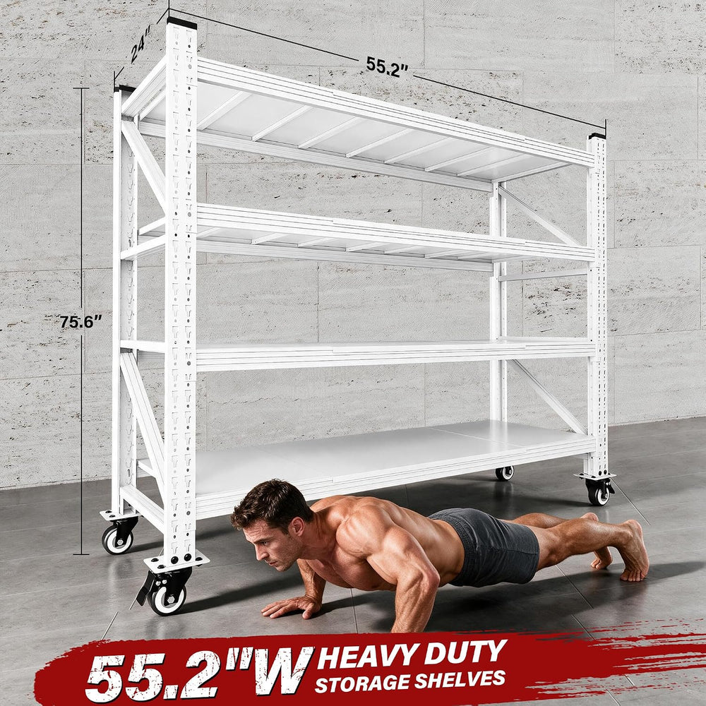 75.6" Tall Storage Shelves with Wheels,Rolling Heavy Duty Garage Shelvin...