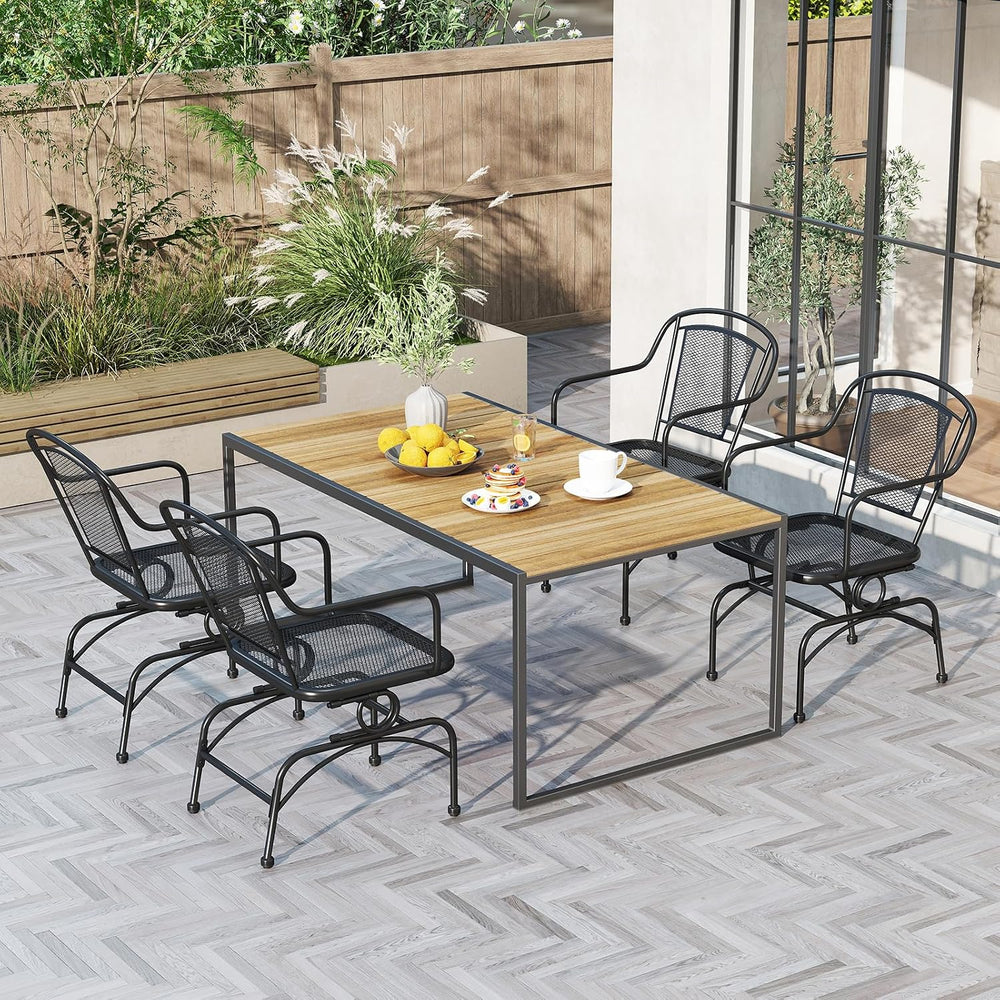 HAPPYGRILL Outdoor Rocking Dining Chair Set, Patio Rocker Chairs with Mesh Ba...
