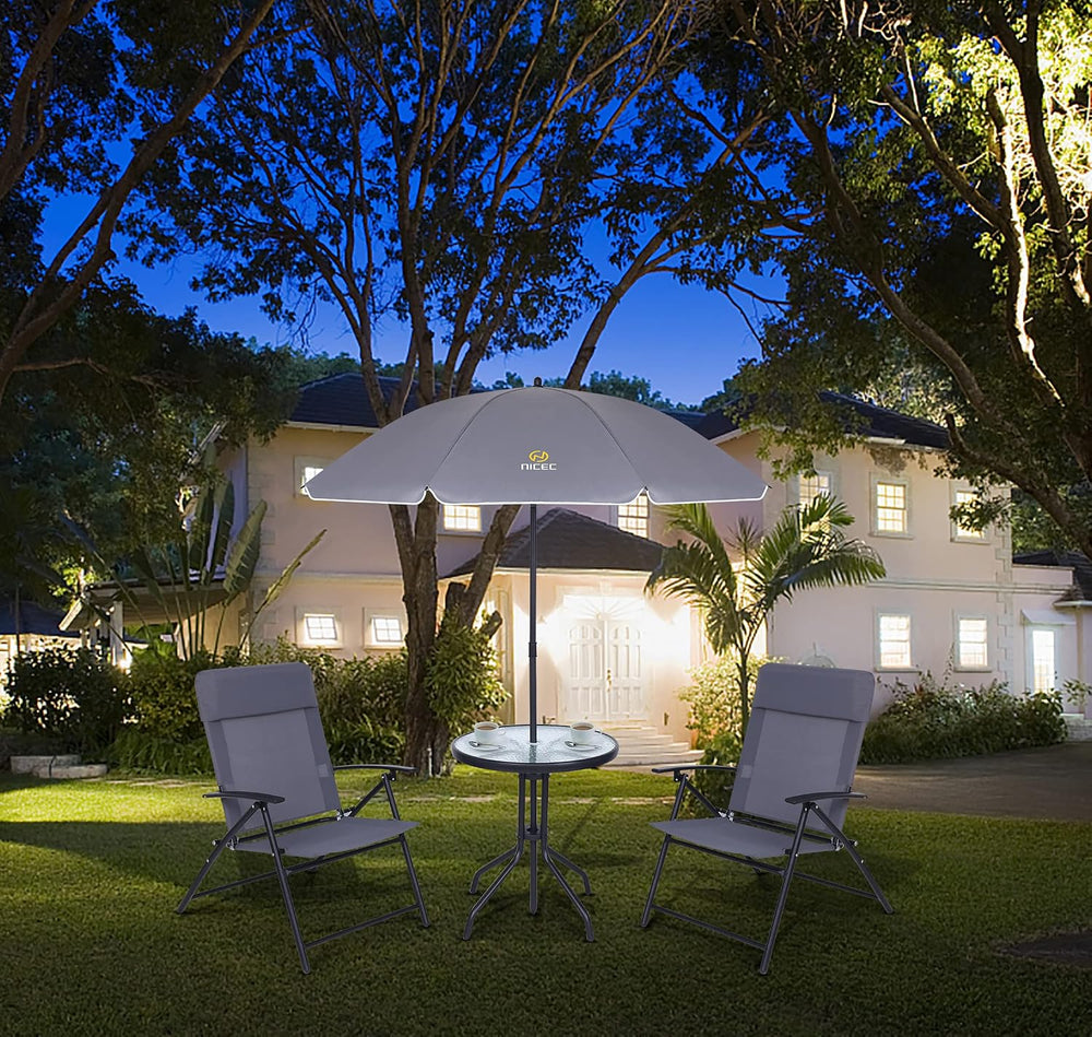Nice C 4 Piece Patio Furniture Set with Umbrella, Outdoor Dining Set (Grey)