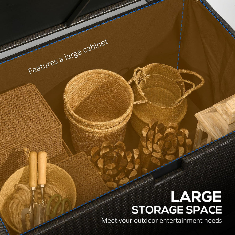 Outsunny 113 Gallon Deck Box Rattan Outdoor Storage Box Brown