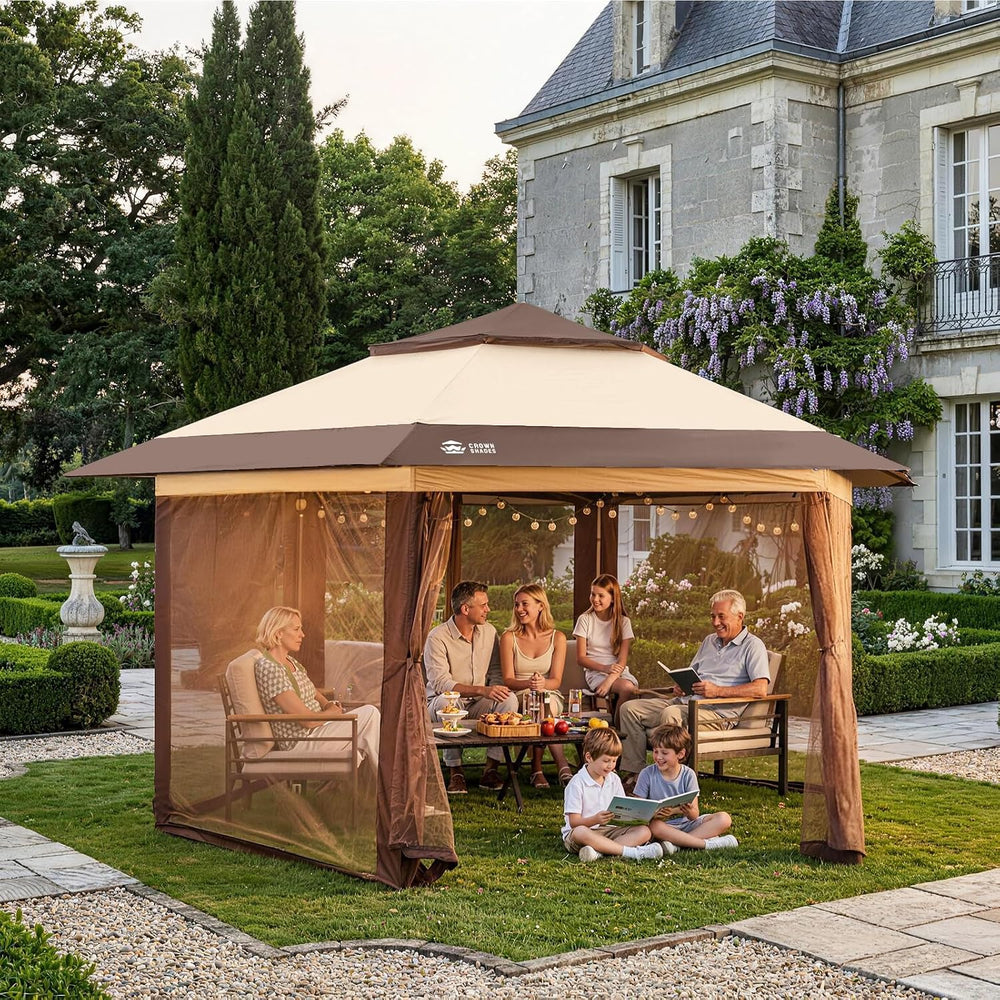 CROWN SHADES 12x12 Pop Up Gazebo with Mosquito Nettings, Patented CENTERLOK 6...