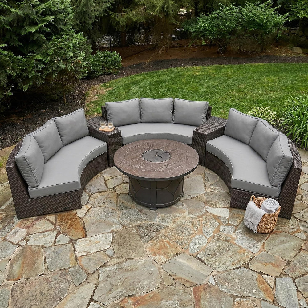 Outdoor Curved Sofa Cushion Couch Cover with Zipper 4-Piece Patio Half-Moon S...