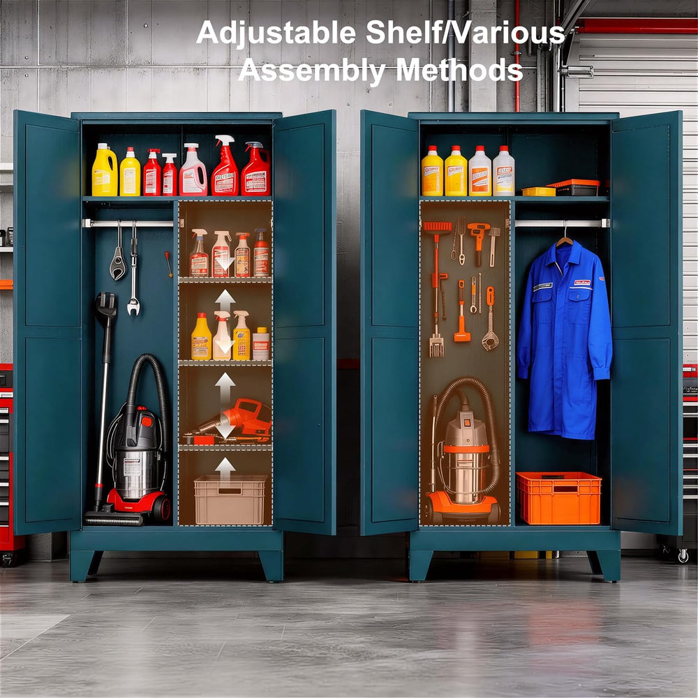 71" H Metal Garage Storage Cabinets,Broom Closet Storage Cabinet,Utility...
