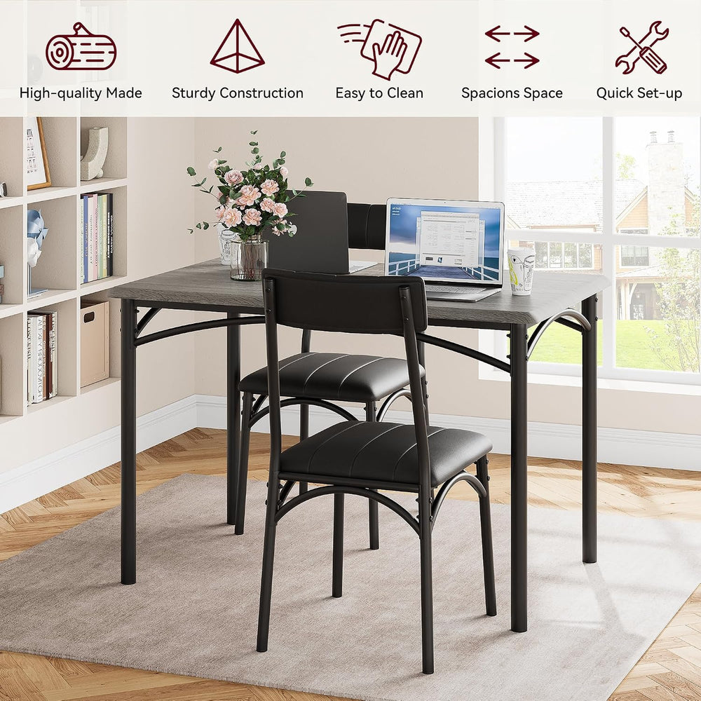 Garvee Farmhouse Dining Table Set for 4, Small Kitchen Table with 4 Upholster...