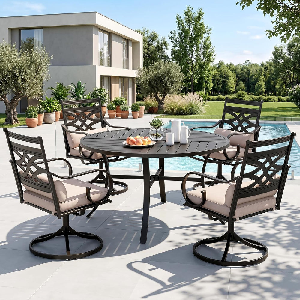 Sophia & William Patio Dining Set, Steel, Swivel Chairs, E-Coated