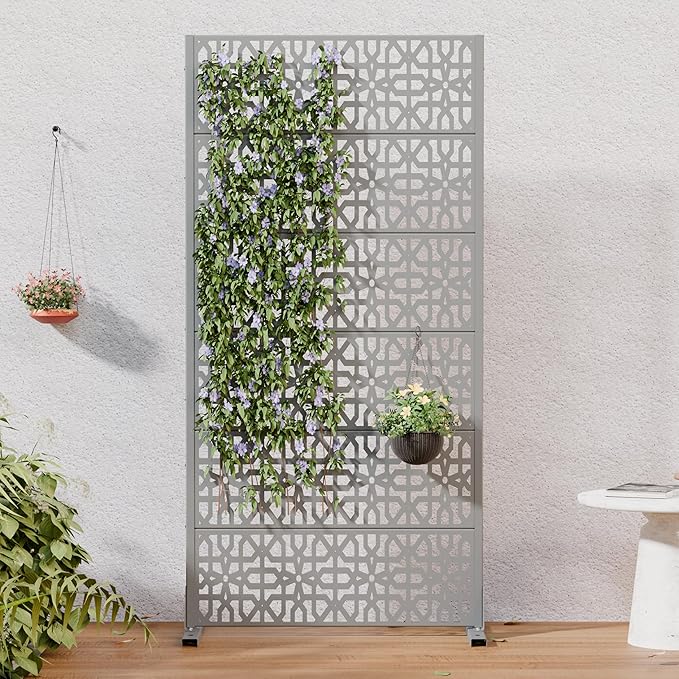 Casaphoria Metal Privacy Screen Outdoor, 72" H x 35" W Freestanding...