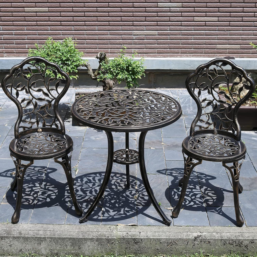 YKSY&YKSY Patio Bistro Set.Rust-Resistant Cast Aluminum Bistro Table Set ...