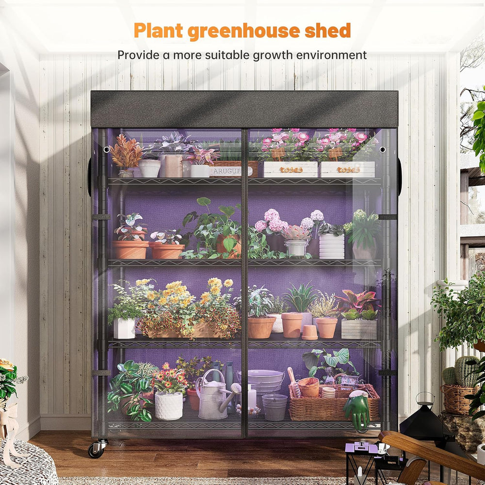 REIBII 72.8"H 5-Tier Heavy Duty Storage Shelving with Cover & Wheels...