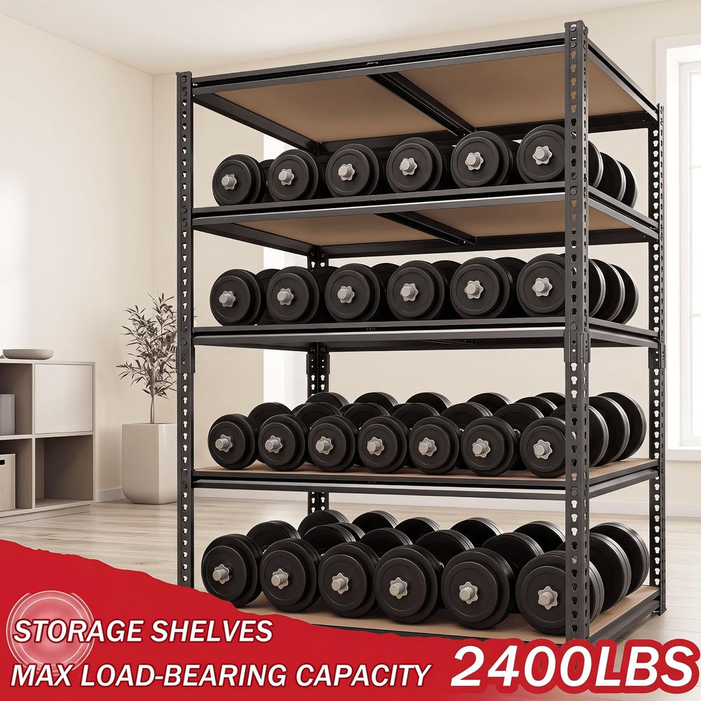 60" H Heavy Duty Storage Shelves, 2400LBS Capacity Metal Shelving Unit, ...
