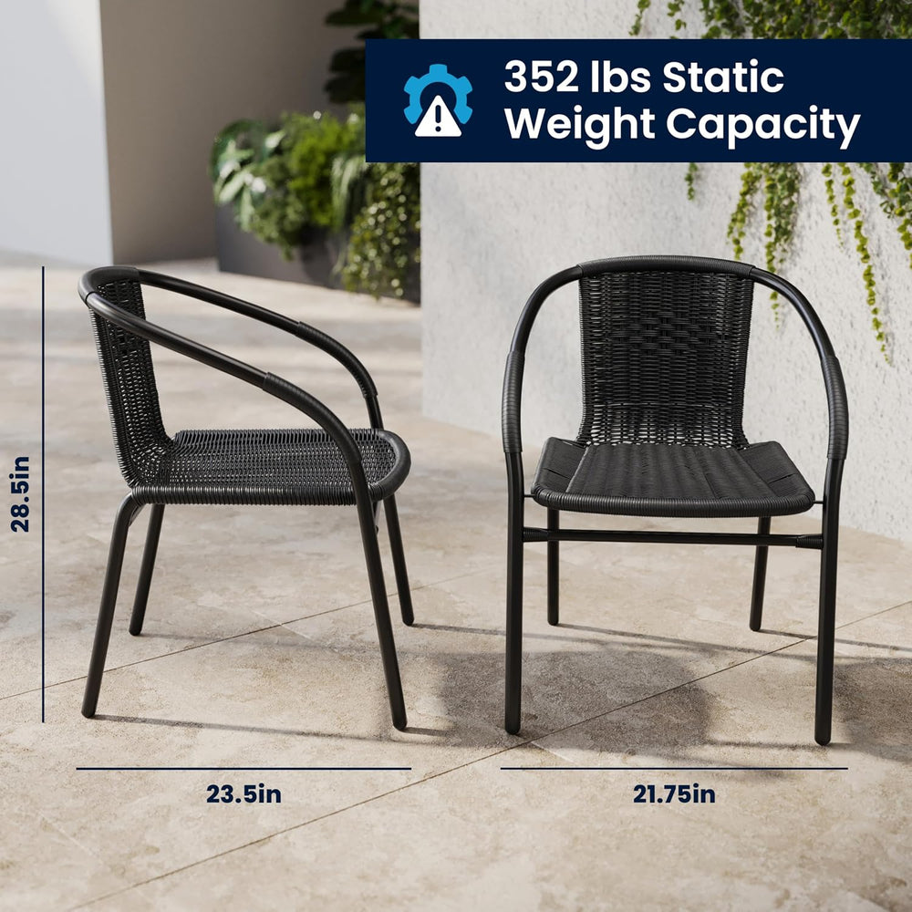 Flash Furniture Lila 23.5'' Square Glass Metal Table with 2 Black Rat...