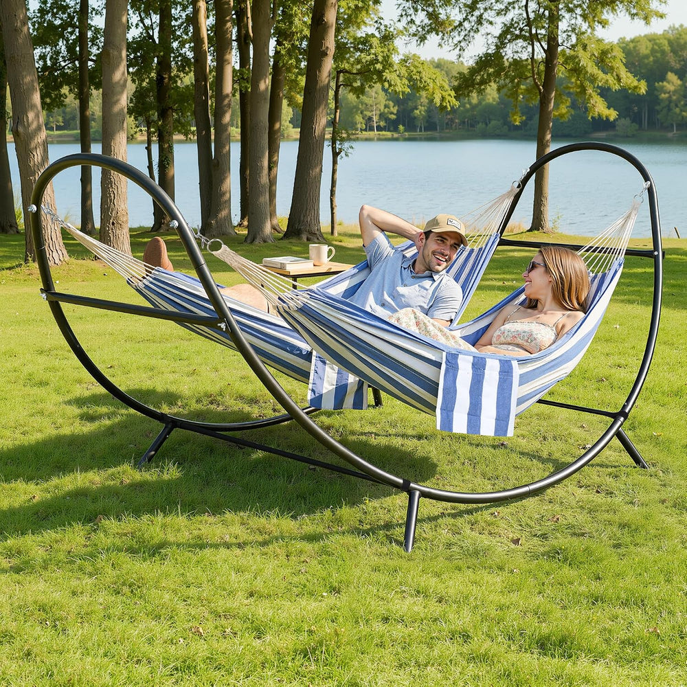 SUNCREAT Hammocks for Outside with Stand, Porch Hammock and Stand, 475 lbs Ca...