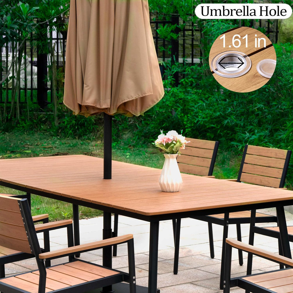 83" Patio Outdoor Dining Table for 8 Person with Wood-Grain Top