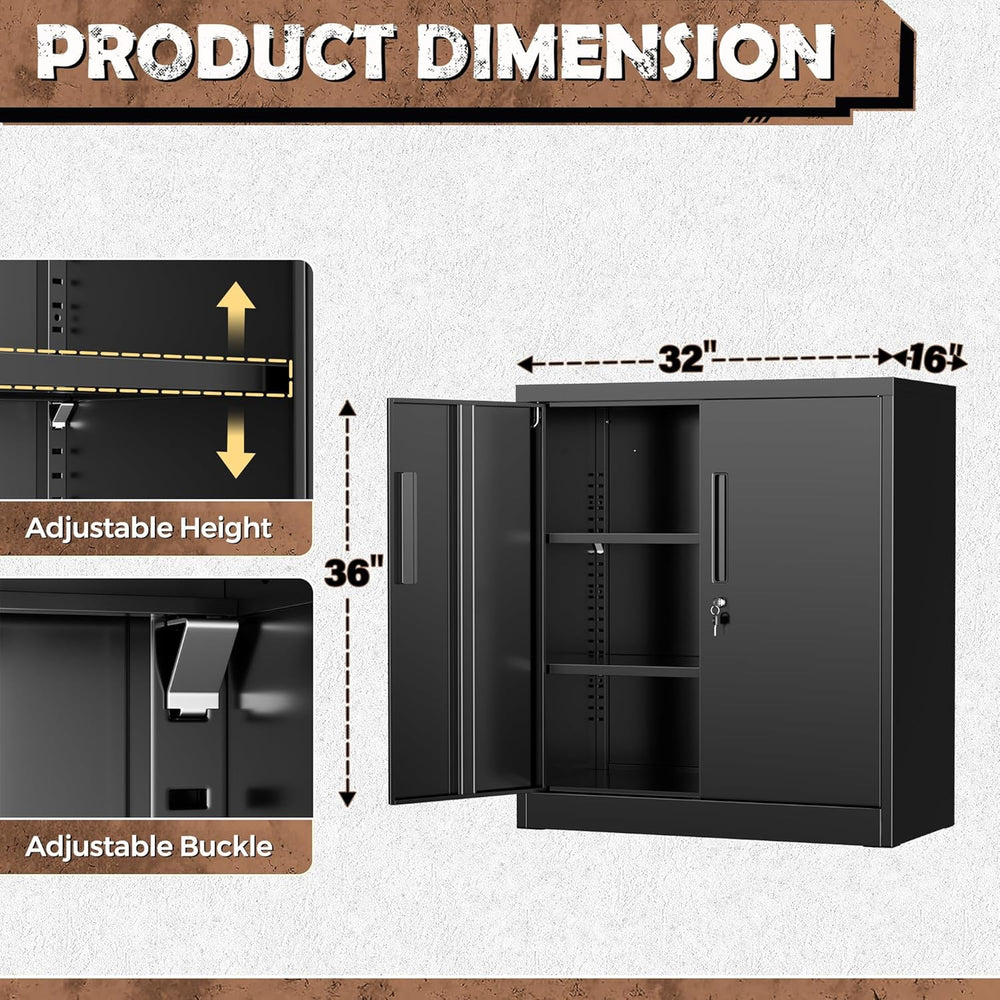 Metal Storage Cabinet with Locking Doors, Lockable Steel Storage Cabinets wit...