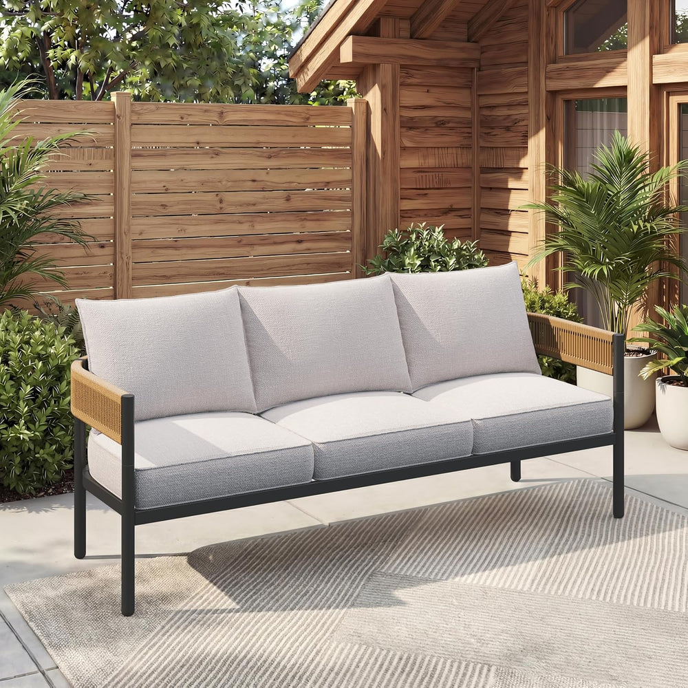 Gand Patio Outdoor Patio Furniture, 3-Seat Sofa, Natural