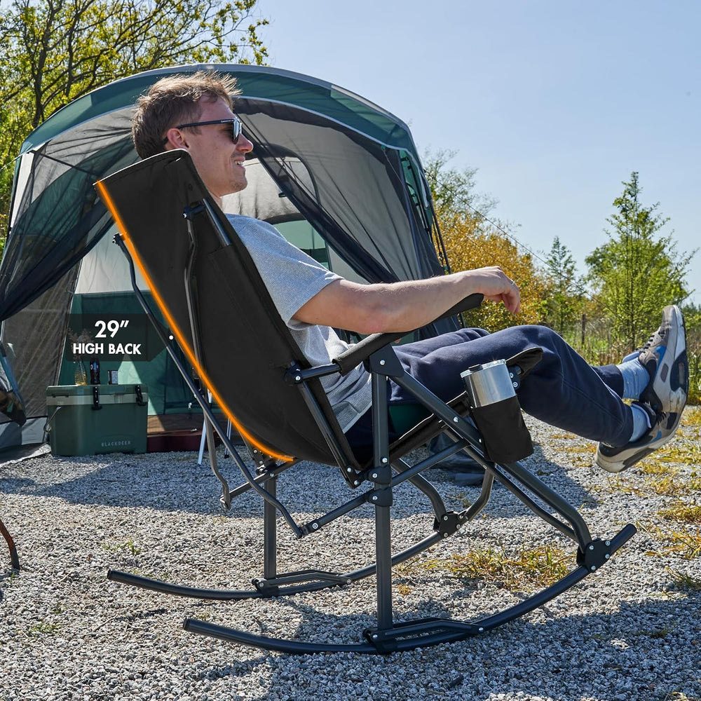 Portal Oversized Folding Rocking Chair, 400 lbs Capacity for Camping