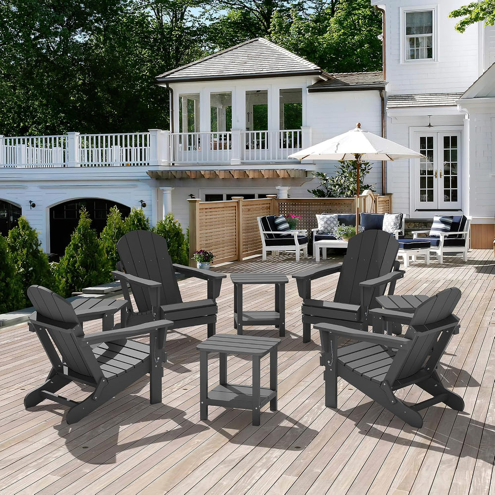 SERWALL Adirondack Table Set of 4, Outdoor Side Table- Gray