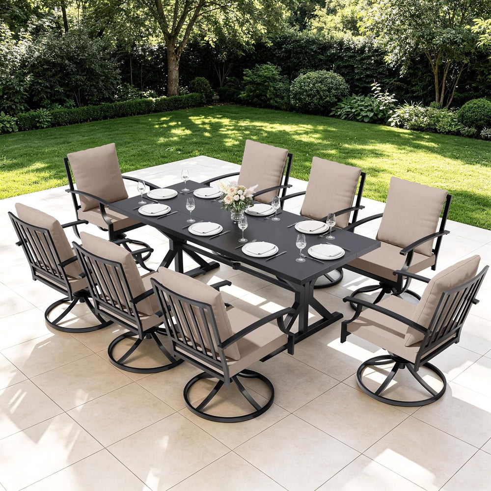 9 Pieces Outdoor Patio Dining Set,Patio Table and Chairs Metal Outdoor Patio ...