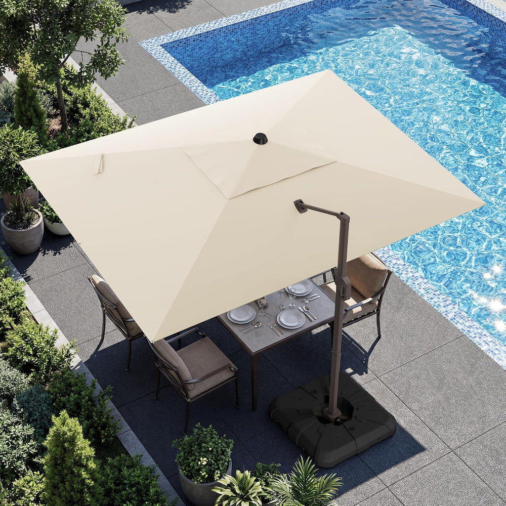 9x12 FT Cantilever Patio Umbrella, Beige Large Rectangular Umbrella