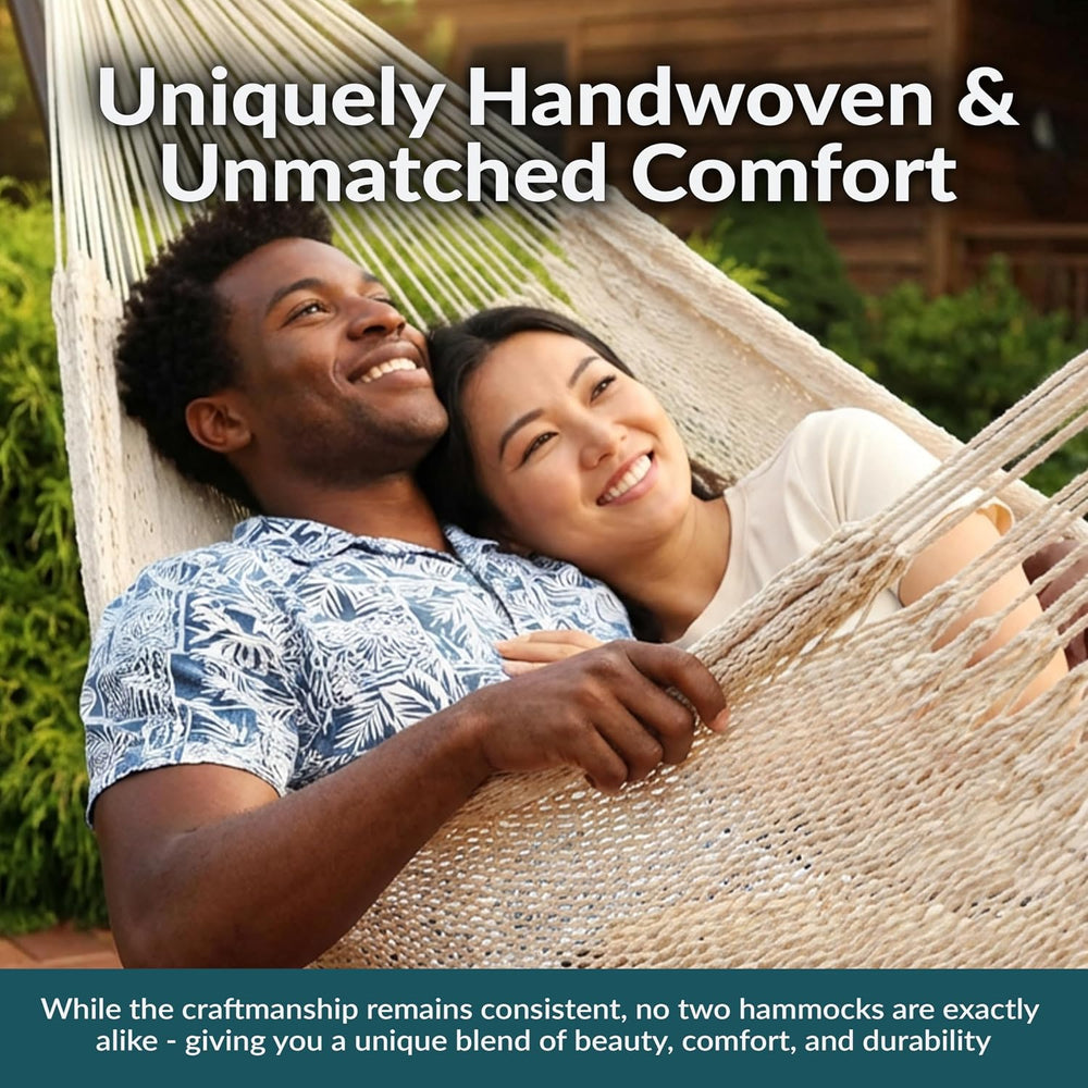 Sunnydaze Mayan XXL Double Heavy-Duty Hammock for Outside, Natural
