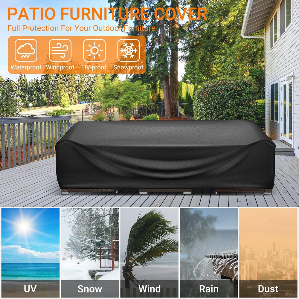 WLEAFJ Patio Furniture Covers Rectangle, Outdoor Table Covers Waterproof, Hea...