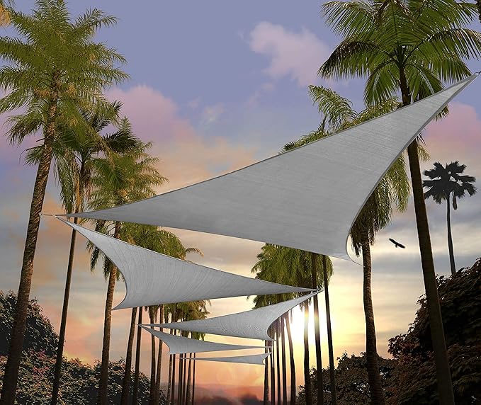 Amgo 24' x 24' x 24' Grey Triangle Sun Shade Sail UPF50+ Canopy A...