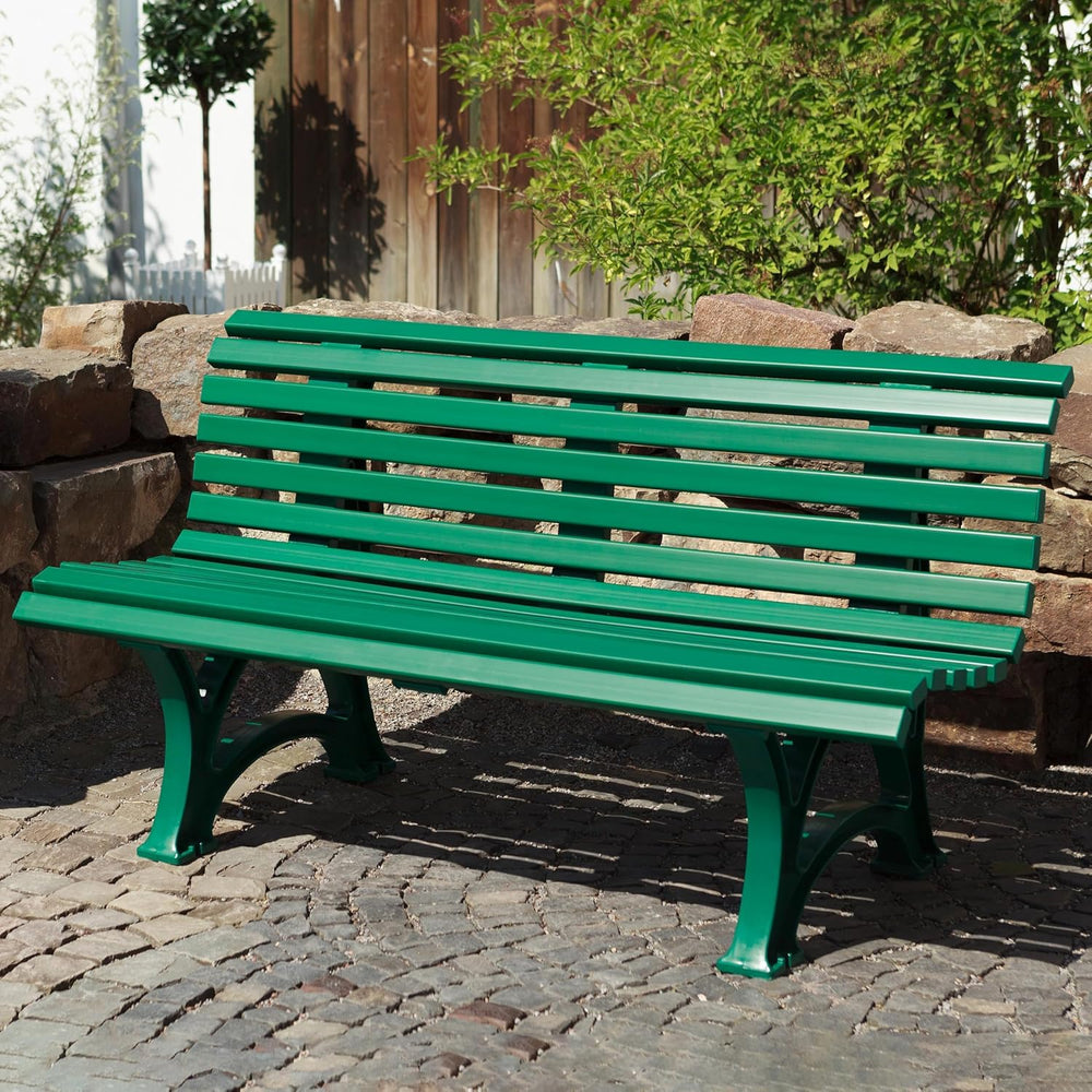 Plow & Hearth Weatherproof German PVC Outdoor Bench | 3-Seat | Holds Up t...