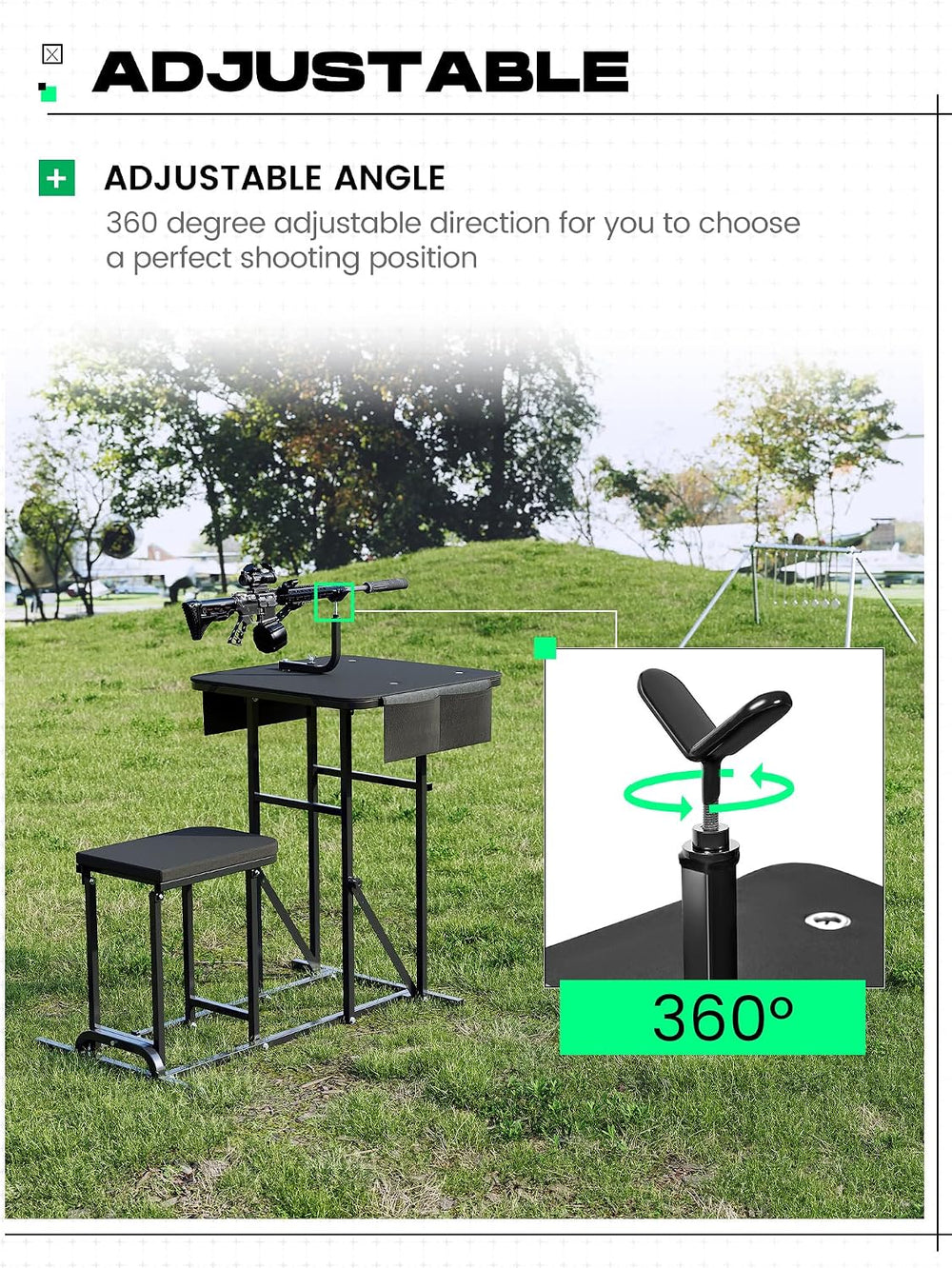 KUAFU Foldable Shooting Bench Adjustable Height Portable Shooting & Hunting