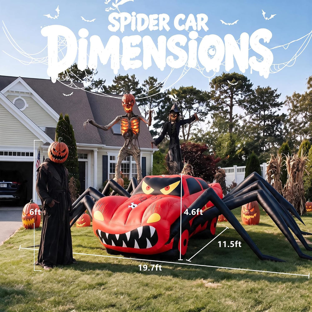 19.7 FT Giant Halloween Inflatables Spider Car Outdoor Decorations
