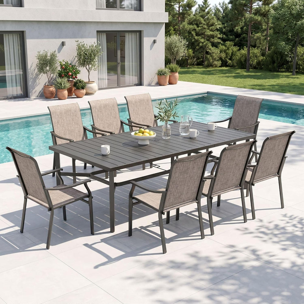 Sophia & William Outdoor Dining Set for 8 w/Metal Table & Textilene C...