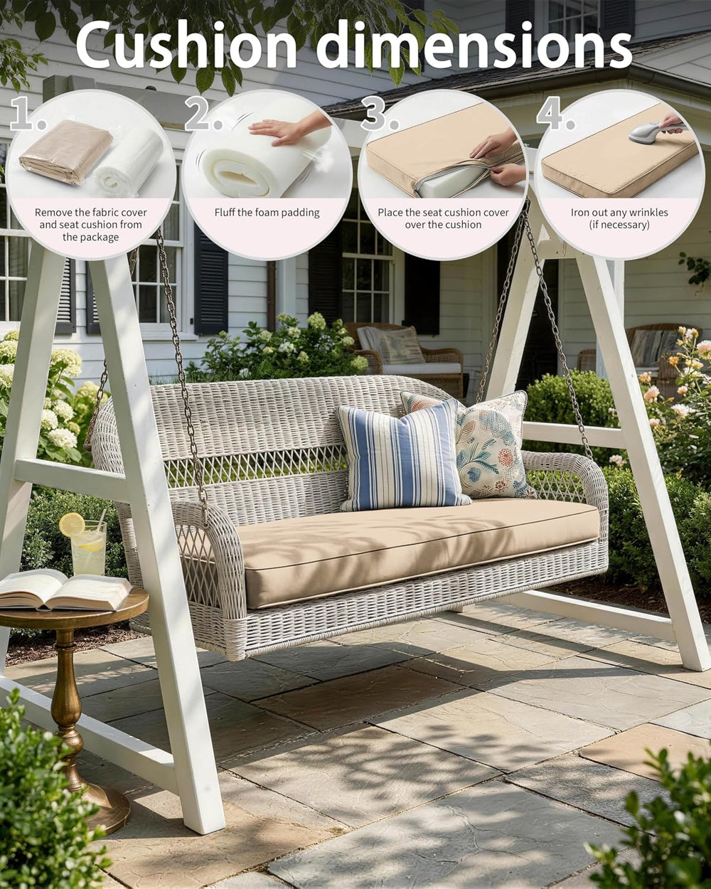 Outdoor Bench Cushions for Patio Furniture 36 X 18 Inch Water-Resistant &...