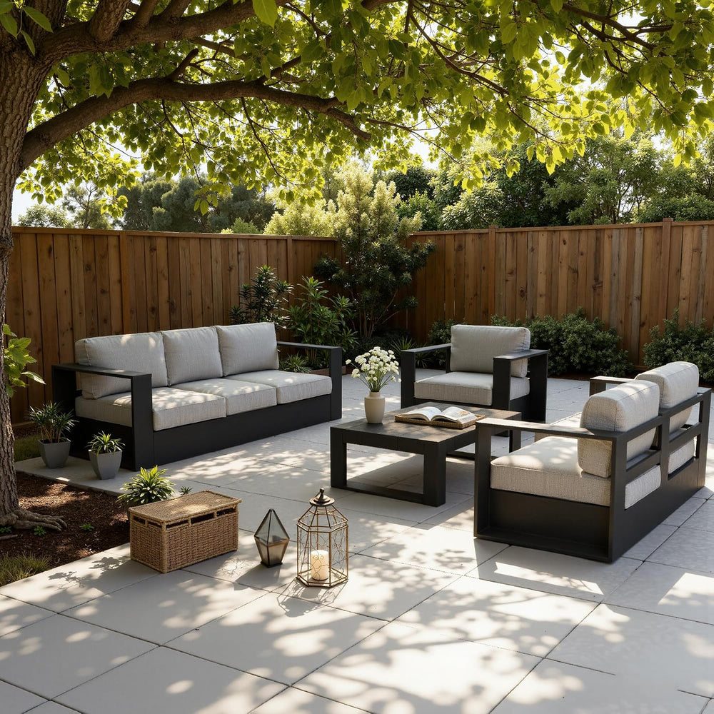 4 Piece Oversized Aluminum Outdoor Furniture Set with Coffee Table