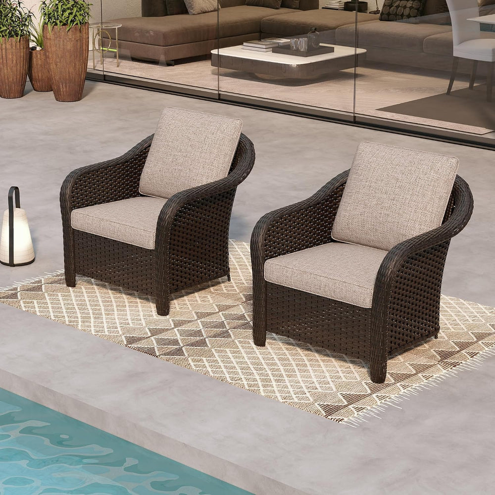 2 Piece Patio Furniture Set, Wicker Outdoor Conversation Set