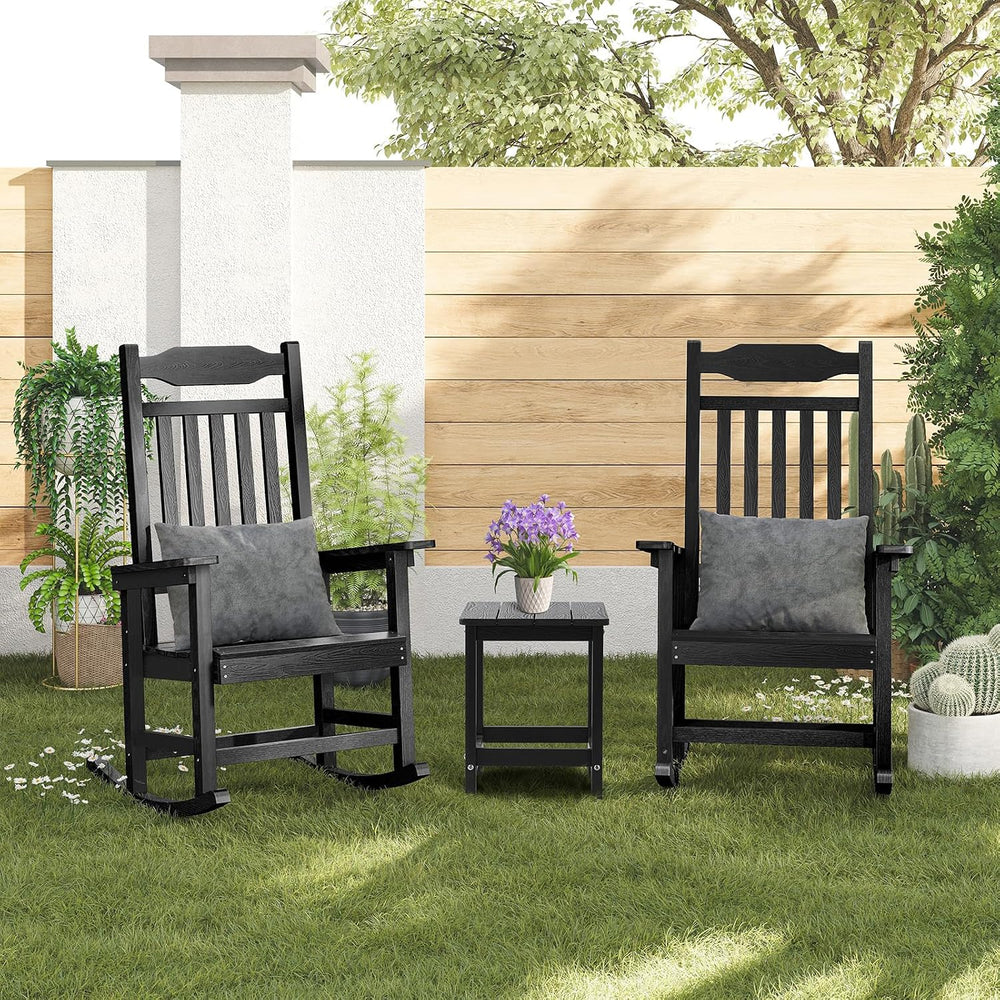 ONBRILL Outdoor Side Table Set of 2, Adirondack Small End Table, Black