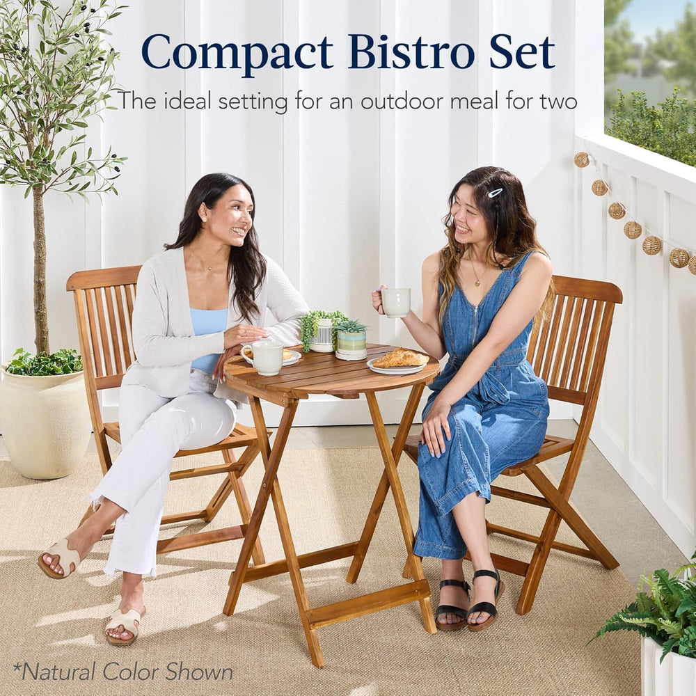 Best Choice Products 3-Piece Acacia Wood Bistro Set, Folding Patio Furniture ...