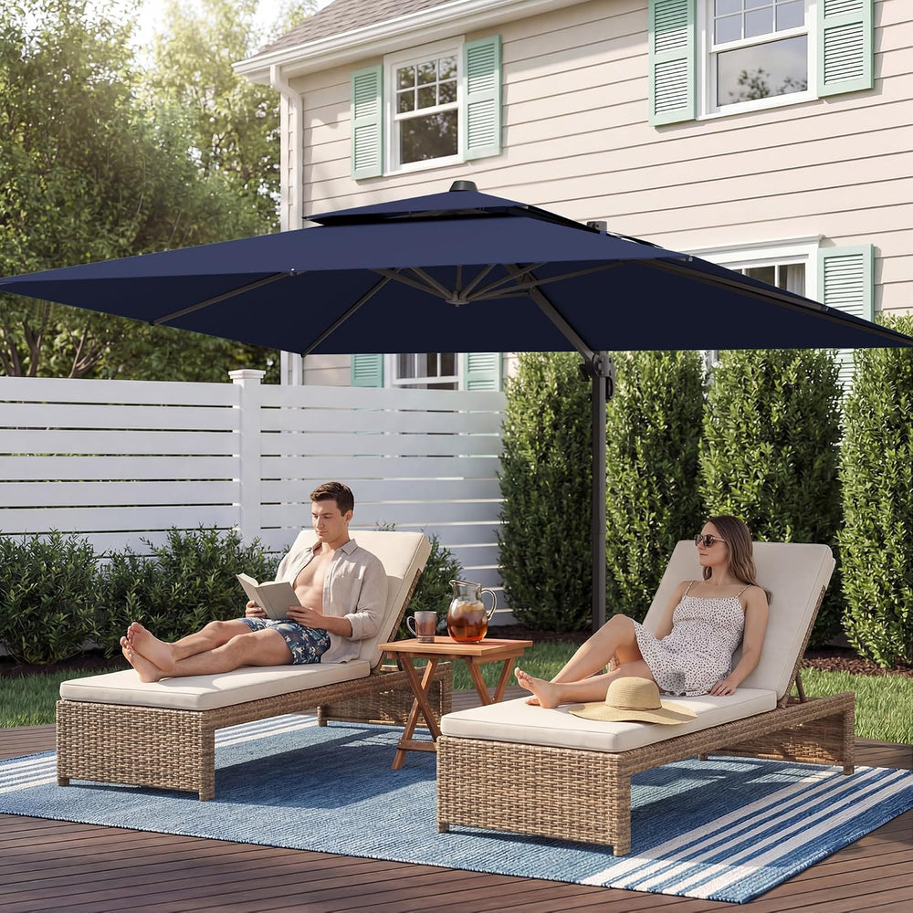 10x13' Cantilever Patio Outdoor Umbrella & Double Top, Navy