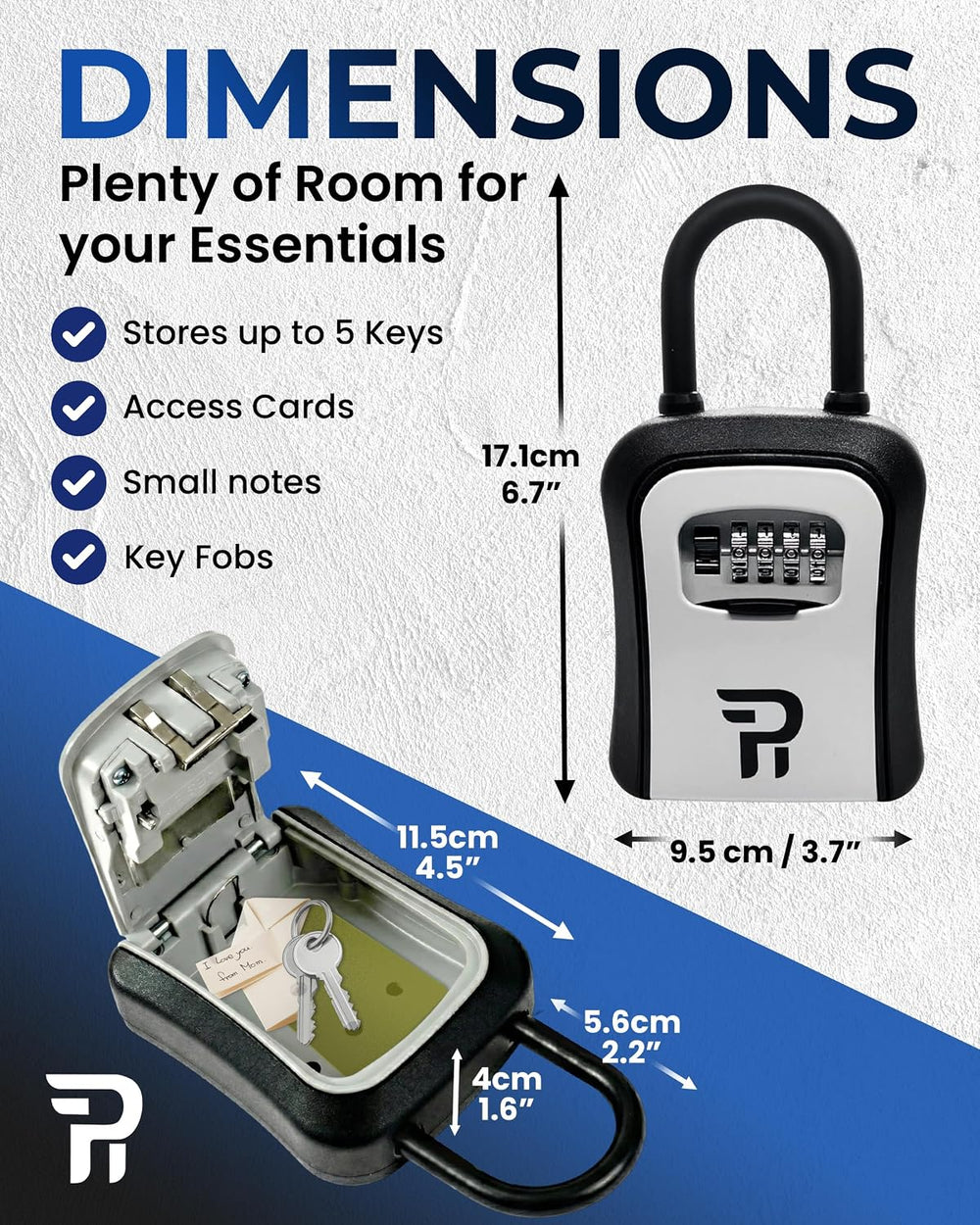 Rudy Run Key Lock Box for Outside – Large Outdoor Lockbox for Keys with Code,...