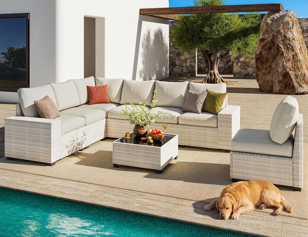 8 Piece outdoor patio sectional furniture set, Modern Modular outdoor sofa