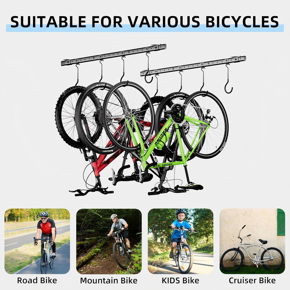 Urban Deco Ceiling Mounted Bike Rack for Garage, Indoor Metal Bike Hanger wit...
