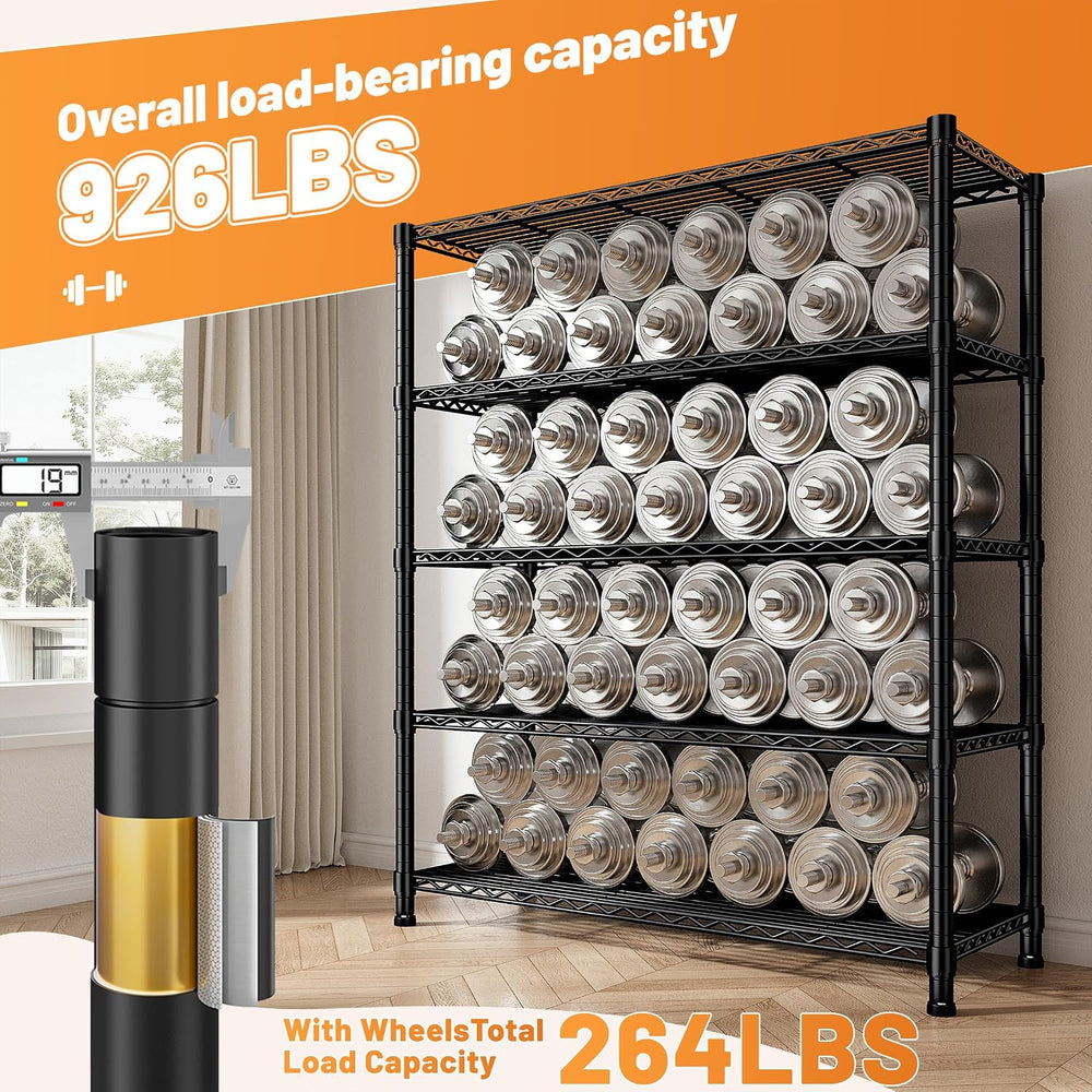 REIBII 72.8"H 5-Tier Heavy Duty Storage Shelving with Cover & Wheels...