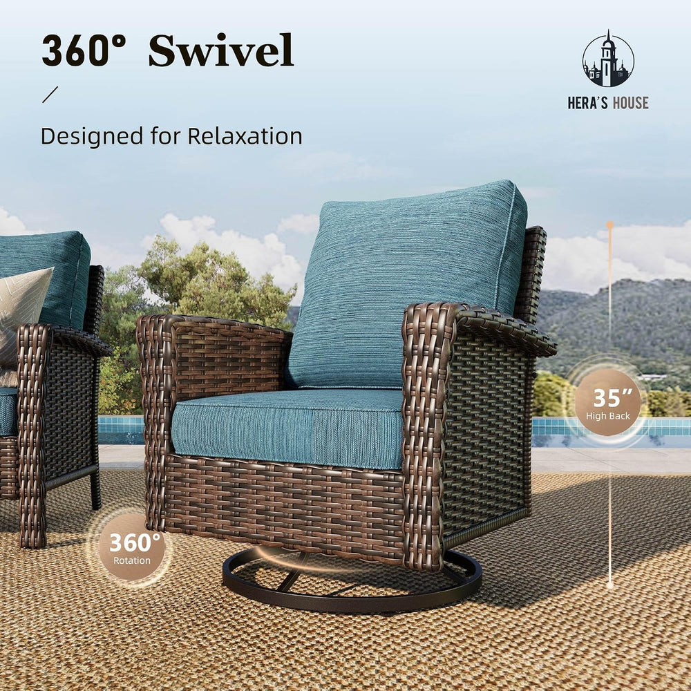 4-Piece Patio Furniture Set with High Back Chairs, Blue