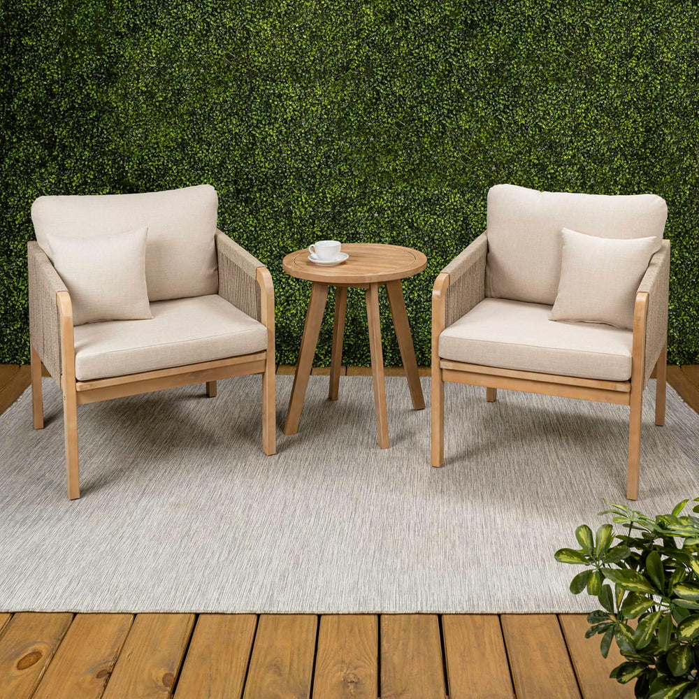 JONATHAN Y Aveiro 3-Pc Acacia Patio Conversation Set, Beige/Light Teak